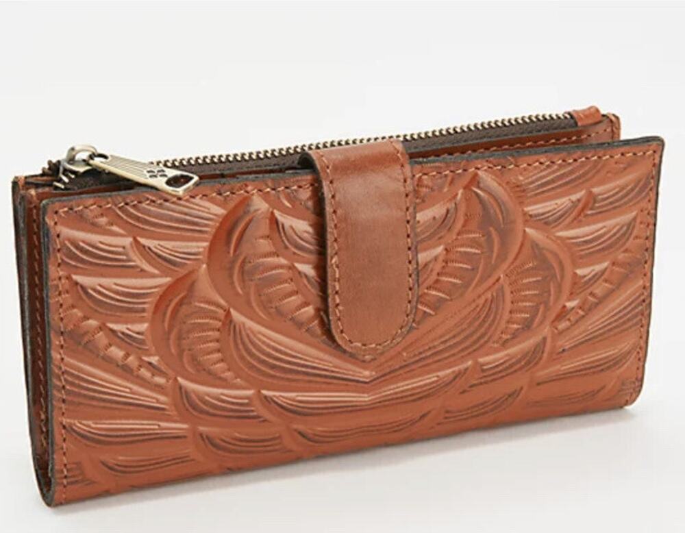 Patricia Nash Nazari Leather Fold Wallet burnished gold color B000605 - Picture 1 of 8